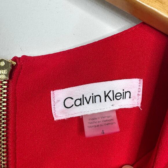 Calvin Klein Red Tulip-Sleeve Cropped Jumpsuit - Picture 4 of 9